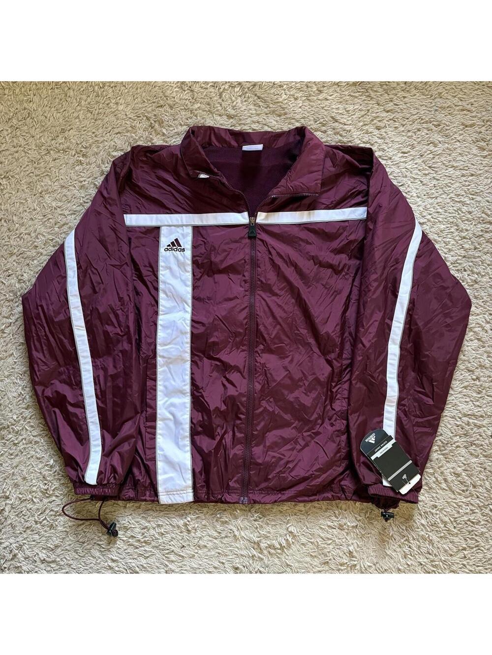 Adidas burgundy windbreaker jacket